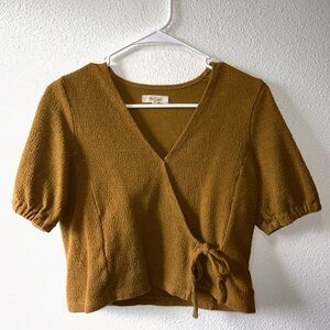 Madewell Mustard Textured Wrap Blouse